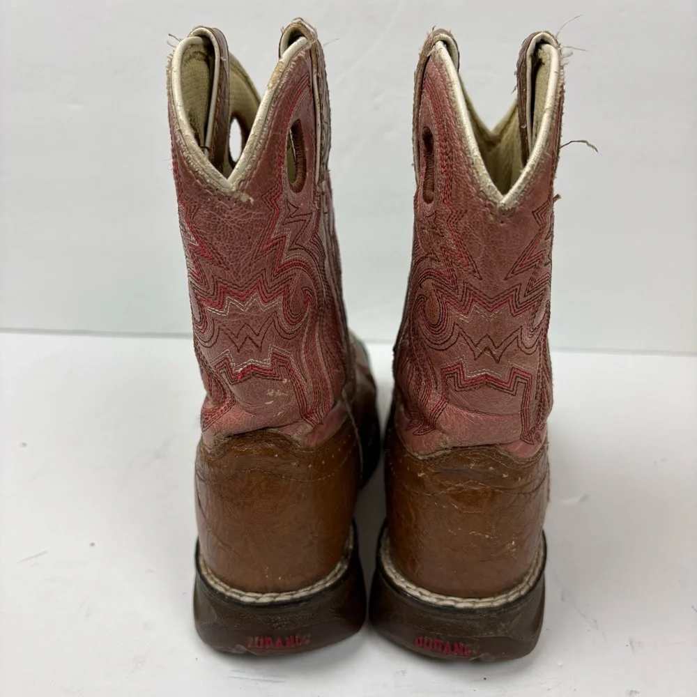 Durango Brown and Pink Western Cowboy Boots Girls size 12